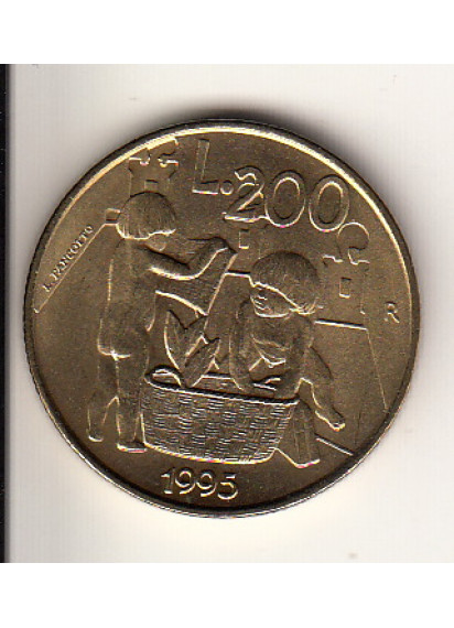 1995 200 Lire Bronzital Sviluppo Fior di Conio San Marino